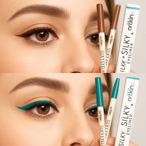 مداد چشم شمعی ابریشمی آرت اسکین | پک دوتایی قهوهای و سبز زمردی
