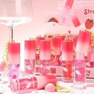 ✨ لیپ گلاس مینی آویزدار HUDAMOJI (Strawberry Juicy Lip) - تصویر 2