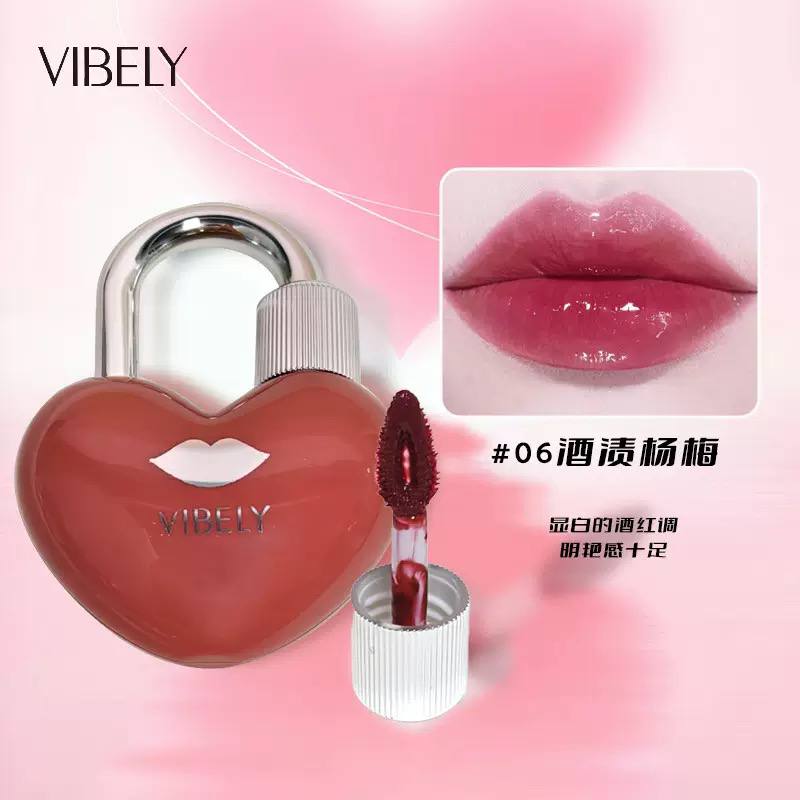 رژ لب تینتی خیس VIBELY با بستهبندی بامزهی قفل قلبی - تصویر 8