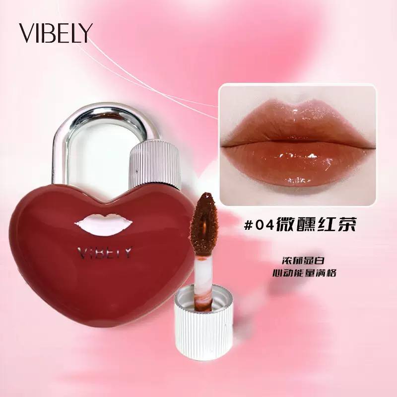 رژ لب تینتی خیس VIBELY با بستهبندی بامزهی قفل قلبی - تصویر 6