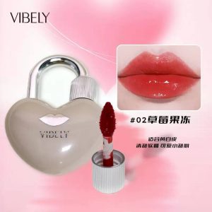 رژ لب تینتی خیس VIBELY با بستهبندی بامزهی قفل قلبی - تصویر 4