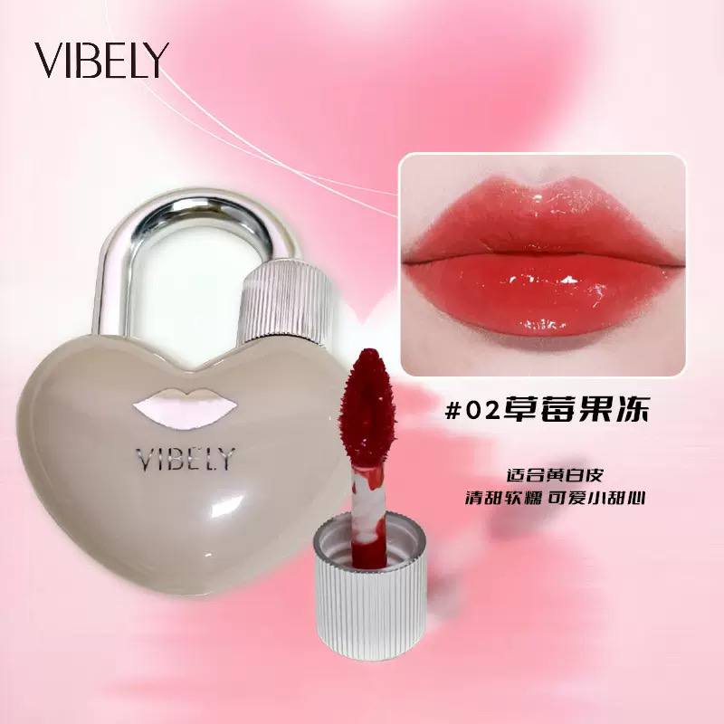 رژ لب تینتی خیس VIBELY با بستهبندی بامزهی قفل قلبی - تصویر 4