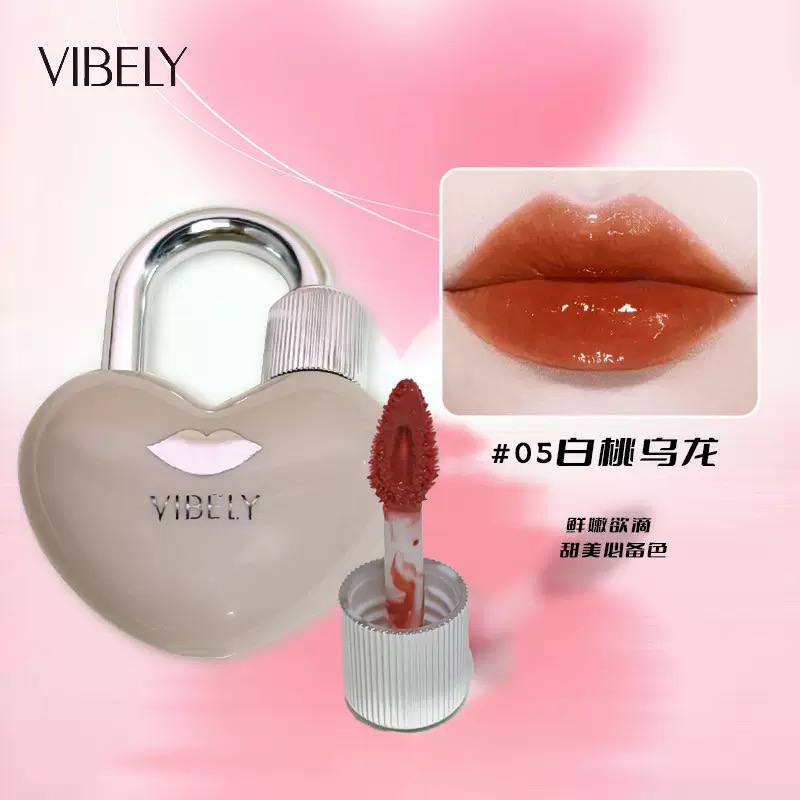 رژ لب تینتی خیس VIBELY با بستهبندی بامزهی قفل قلبی - تصویر 7