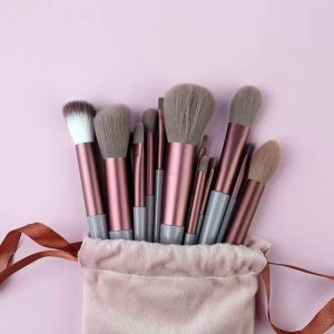 ست براش 13 تیکه آرایشی حرفهای همراه کیف مخملی